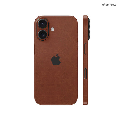 Miếng Dán Da IPhone 16 Series Vân Nappa Nâu Cafe | H5803