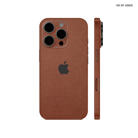Miếng Dán Da IPhone 16 Series Vân Nappa Nâu Cafe | H5803