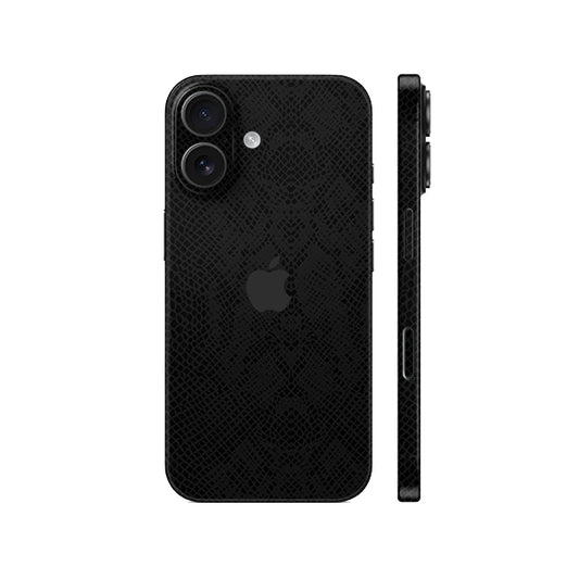 Miếng Dán Da IPhone 15 Series Vân Rắn Đen