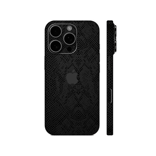 Miếng Dán Da IPhone 15 Series Vân Rắn Đen