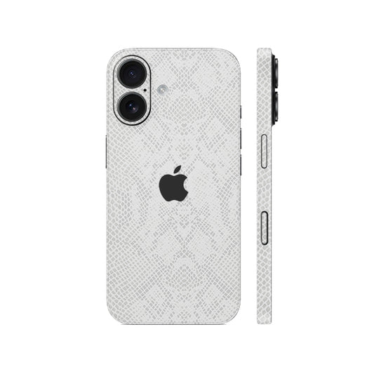 Miếng Dán Da IPhone 15 Series Vân Rắn Trắng
