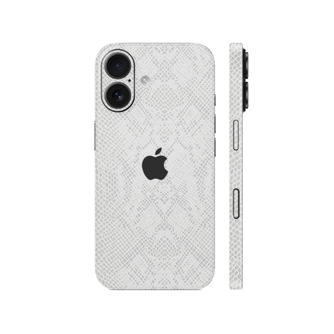 Miếng Dán Da IPhone 15 Series Vân Rắn Trắng
