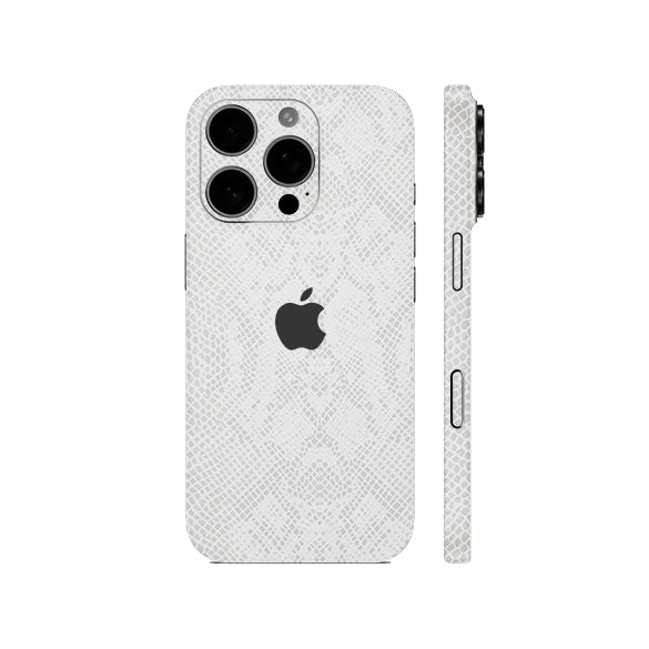 Miếng Dán Da IPhone 15 Series Vân Rắn Trắng