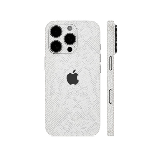 Miếng Dán Da IPhone 15 Series Vân Rắn Trắng