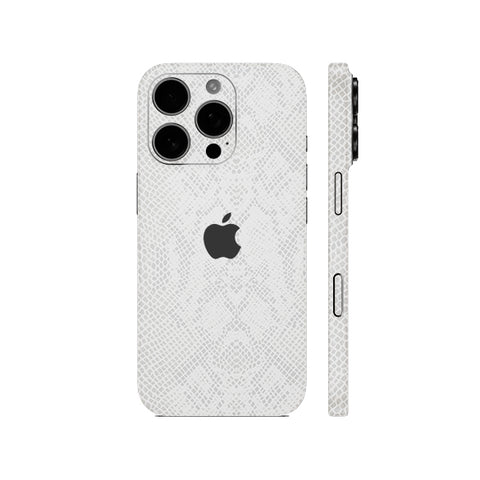 Miếng Dán Da IPhone 15 Series Vân Rắn Trắng