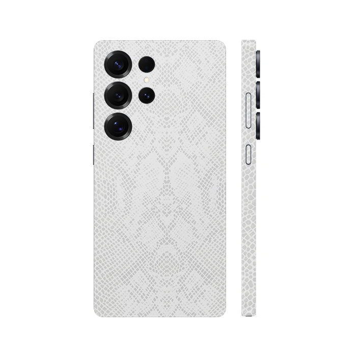 Miếng Dán Da Samsung Galaxy S24 Series Vân Rắn Trắng