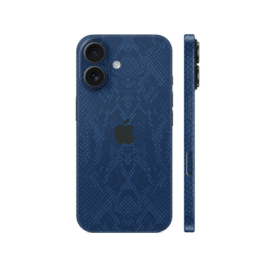 Miếng Dán Da IPhone 15 Series Vân Rắn Xanh Navy