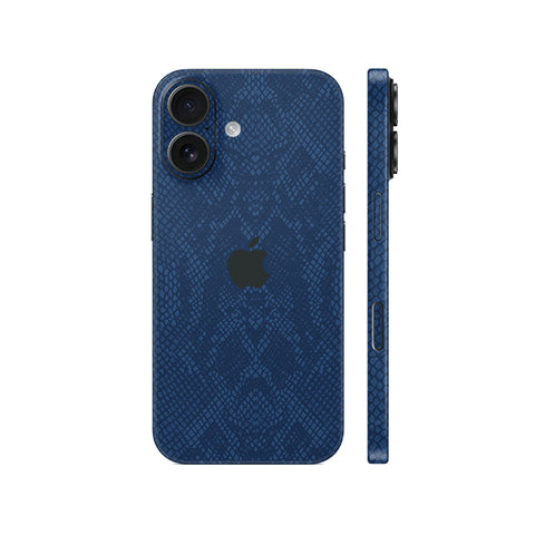 Miếng Dán Da IPhone 15 Series Vân Rắn Xanh Navy
