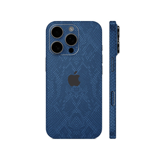 Miếng Dán Da IPhone 15 Series Vân Rắn Xanh Navy