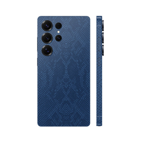 Miếng Dán Da Samsung Galaxy S25 Series Vân Rắn Xanh Navy | MW7-002