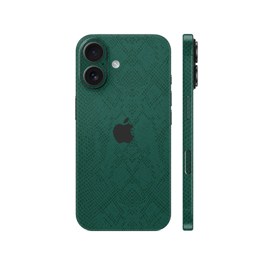 Miếng Dán Da IPhone 15 Series Vân Rắn Xanh Rêu