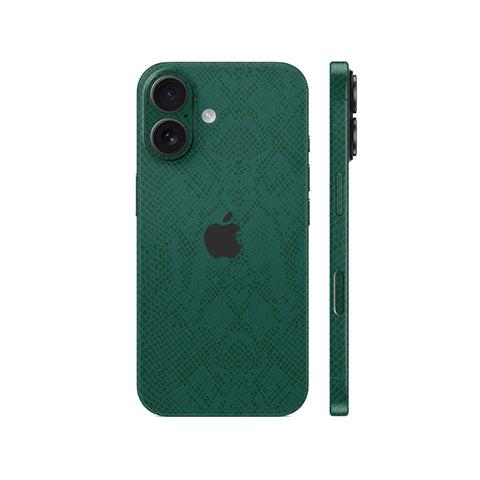 Miếng Dán Da IPhone 15 Series Vân Rắn Xanh Rêu