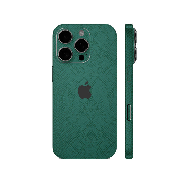 Miếng Dán Da IPhone 15 Series Vân Rắn Xanh Rêu