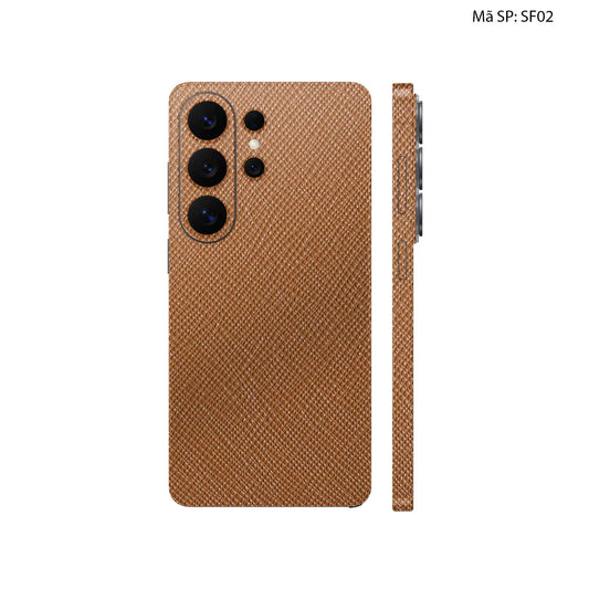 Miếng Dán Da Samsung Galaxy S26 Ultra Saffiano Nâu | SF02