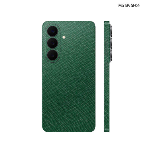 Miếng Dán Da Samsung Galaxy S26 Plus Saffiano Xanh Rêu | SF06