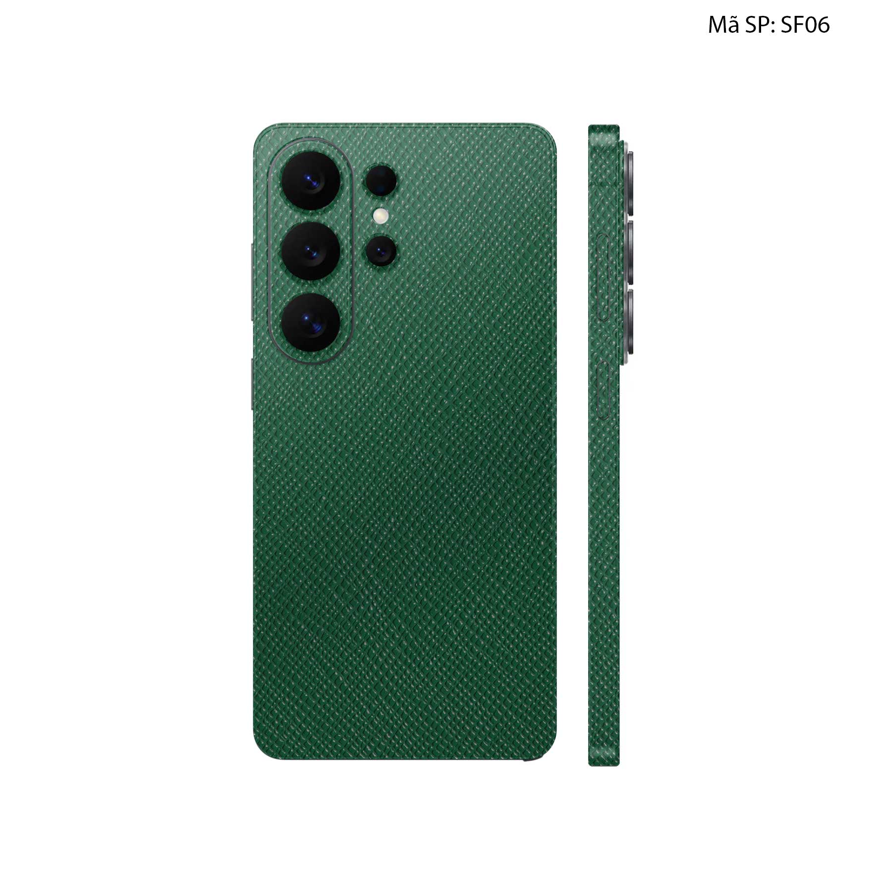 Miếng Dán Da Samsung Galaxy S26 Ultra Saffiano Xanh Rêu | SF06