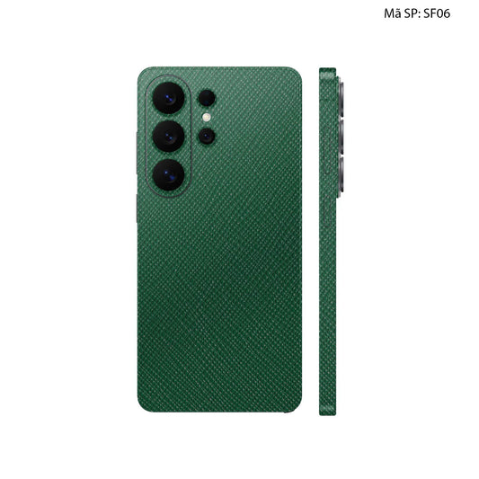 Miếng Dán Da Samsung Galaxy S26 Ultra Saffiano Xanh Rêu | SF06