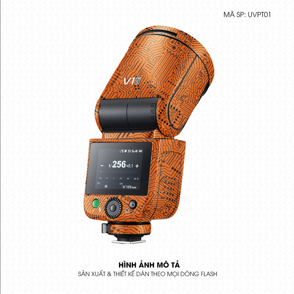 Dán Skin Đèn Flash Vân Nổi Vi Mạch Cam | UVPT01