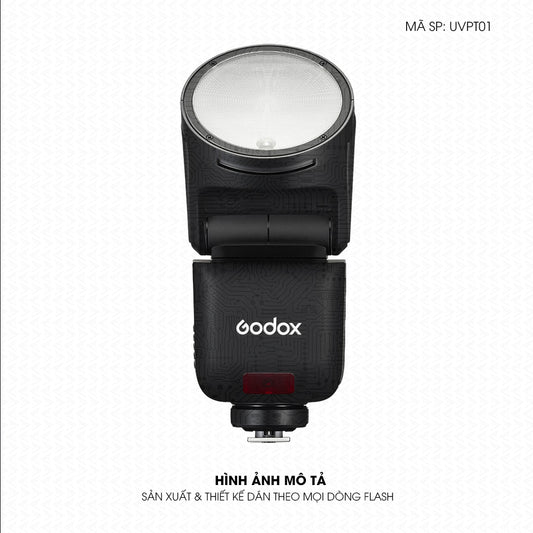 Dán Skin Đèn Flash Vân Nổi Vi Mạch Đen | UVPT01