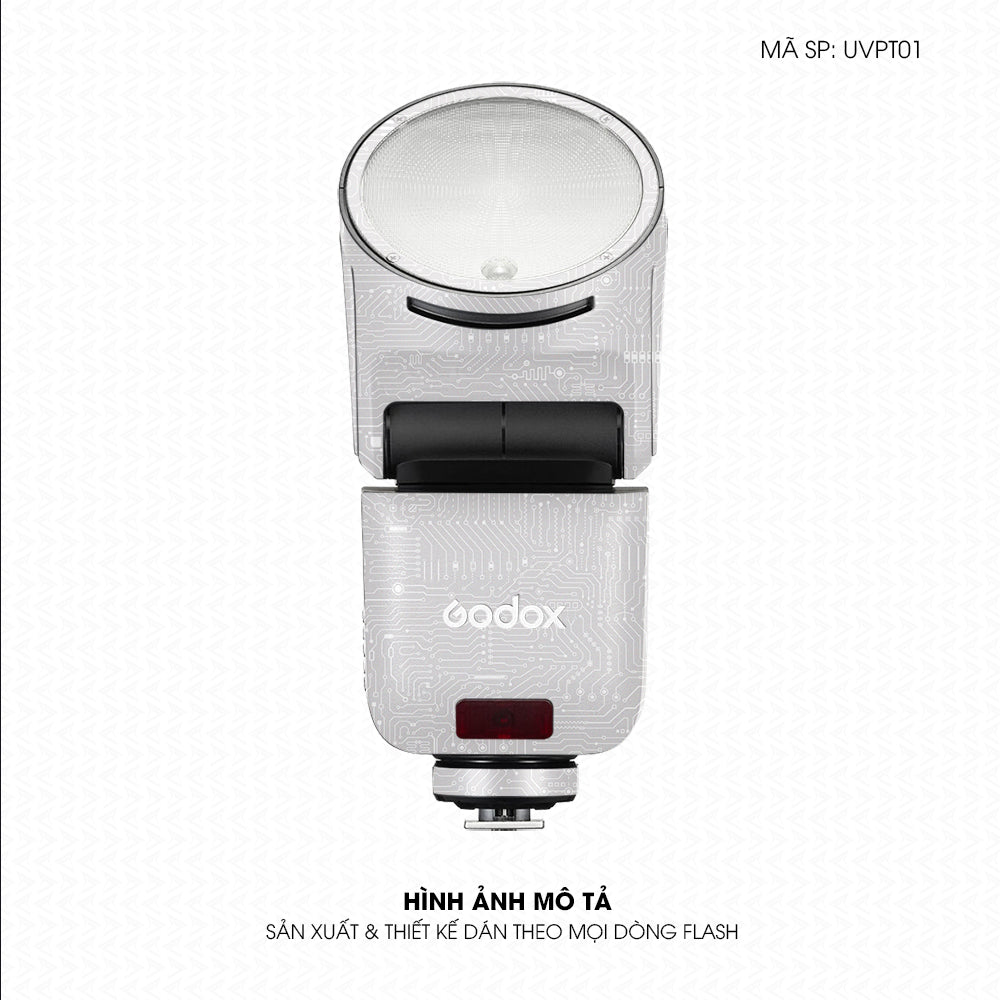 Dán Skin Đèn Flash Vân Nổi Vi Mạch Trắng | UVPT01