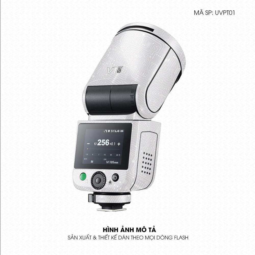 Dán Skin Đèn Flash Vân Nổi Vi Mạch Trắng | UVPT01