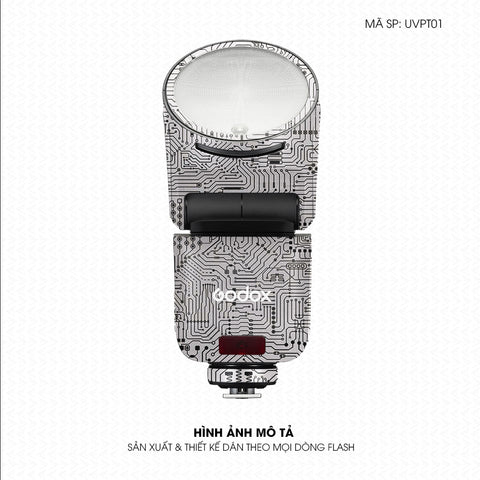 Dán Skin Đèn Flash Vân Nổi Vi Mạch Trắng Bạc | UVPT01