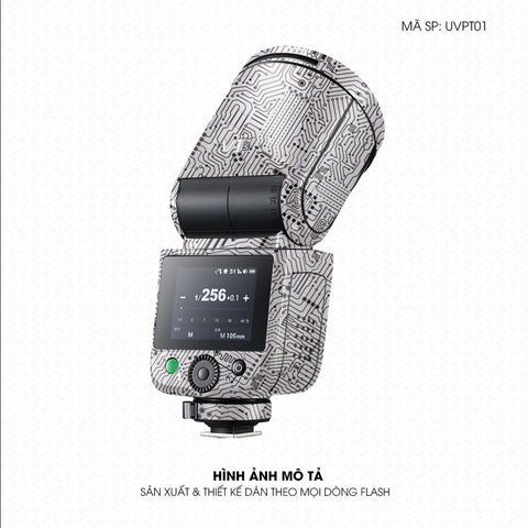 Dán Skin Đèn Flash Vân Nổi Vi Mạch Trắng Bạc | UVPT01