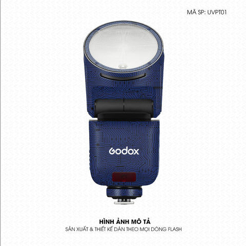 Dán Skin Đèn Flash Vân Nổi Vi Mạch Xanh | UVPT01