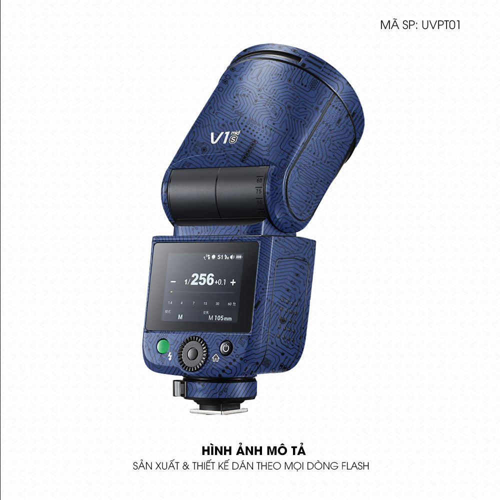 Dán Skin Đèn Flash Vân Nổi Vi Mạch Xanh | UVPT01