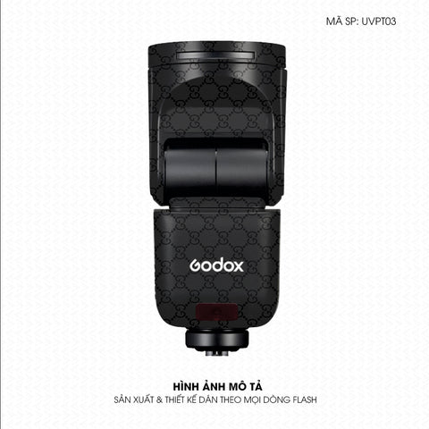 Dán Skin Đèn Flash Vân Nổi Gucci Đen | UVPT03