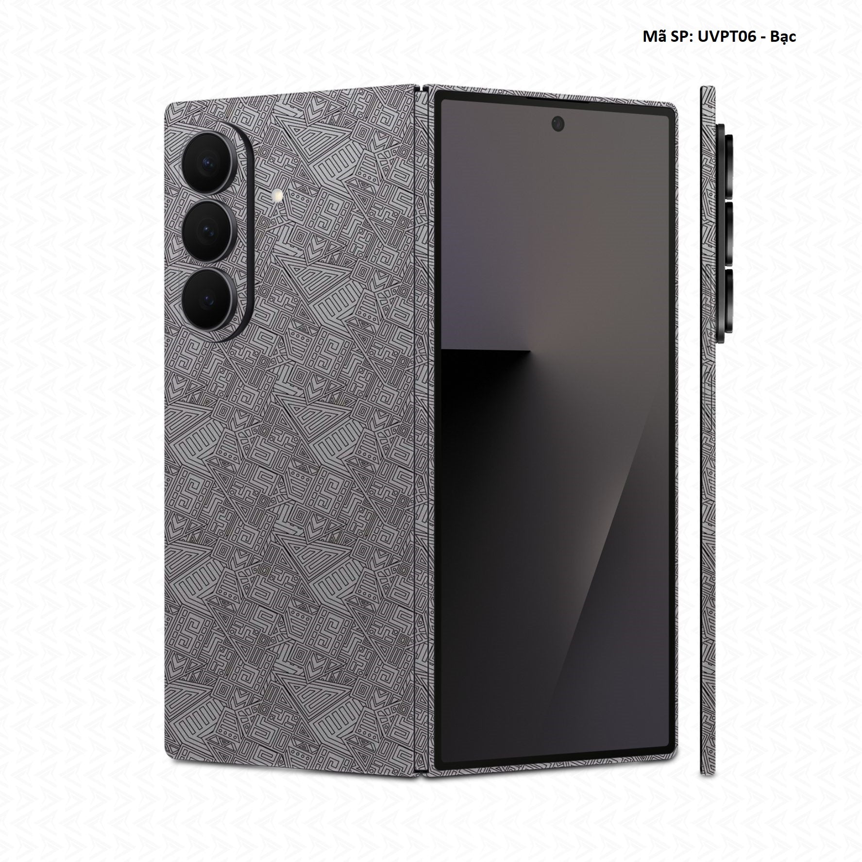 Dán Skin Galaxy Z Fold 8 | Ultra Vân Nổi Vân Pattern AZ Bạc | UVPT06