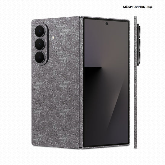 Dán Skin Galaxy Z Fold 8 | Ultra Vân Nổi Vân Pattern AZ Bạc | UVPT06