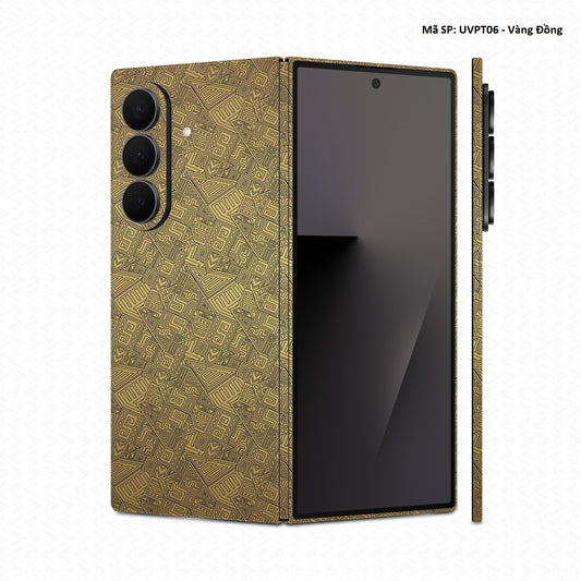 Dán Skin Galaxy Z Fold 8 | Ultra Vân Nổi Vân Pattern AZ Vàng Đồng | UVPT06