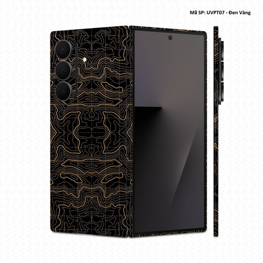 Dán Skin Galaxy Z Fold 8 | Ultra Vân Nổi Vân Map Đen Vàng | UVPT07