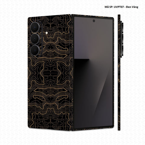 Dán Skin Galaxy Z Fold 8 | Ultra Vân Nổi Vân Map Đen Vàng | UVPT07