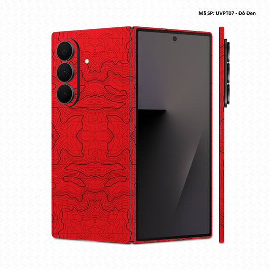 Dán Skin Galaxy Z Fold 8 | Ultra Vân Nổi Vân Map Đỏ Đen | UVPT07