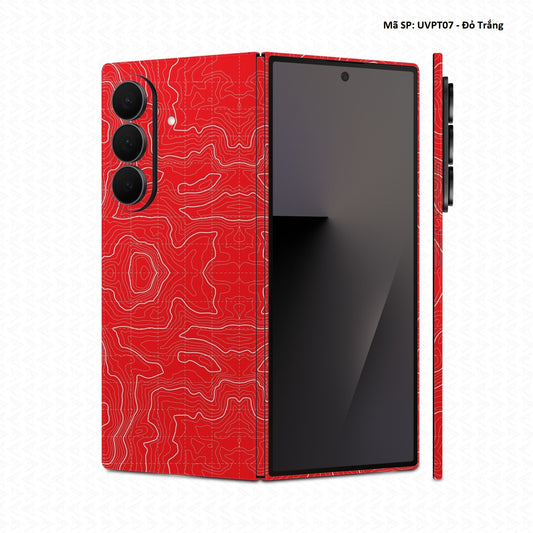 Dán Skin Galaxy Z Fold 8 | Ultra Vân Nổi Vân Map Đỏ Trắng | UVPT07