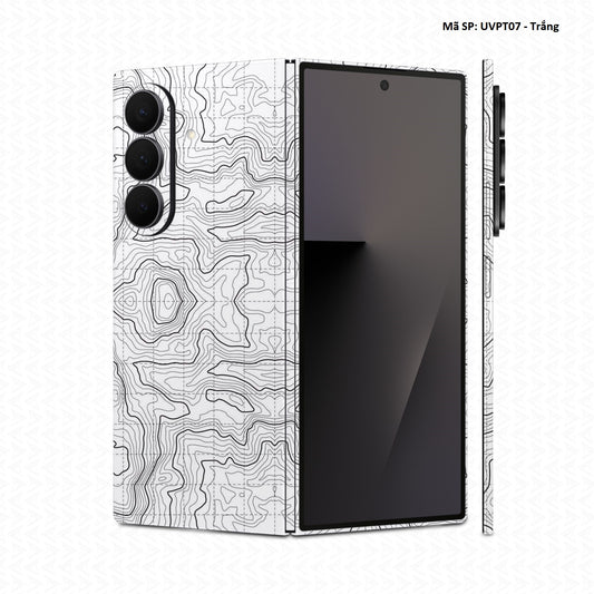 Dán Skin Galaxy Z Fold 8 | Ultra Vân Nổi Vân Map Trắng | UVPT07