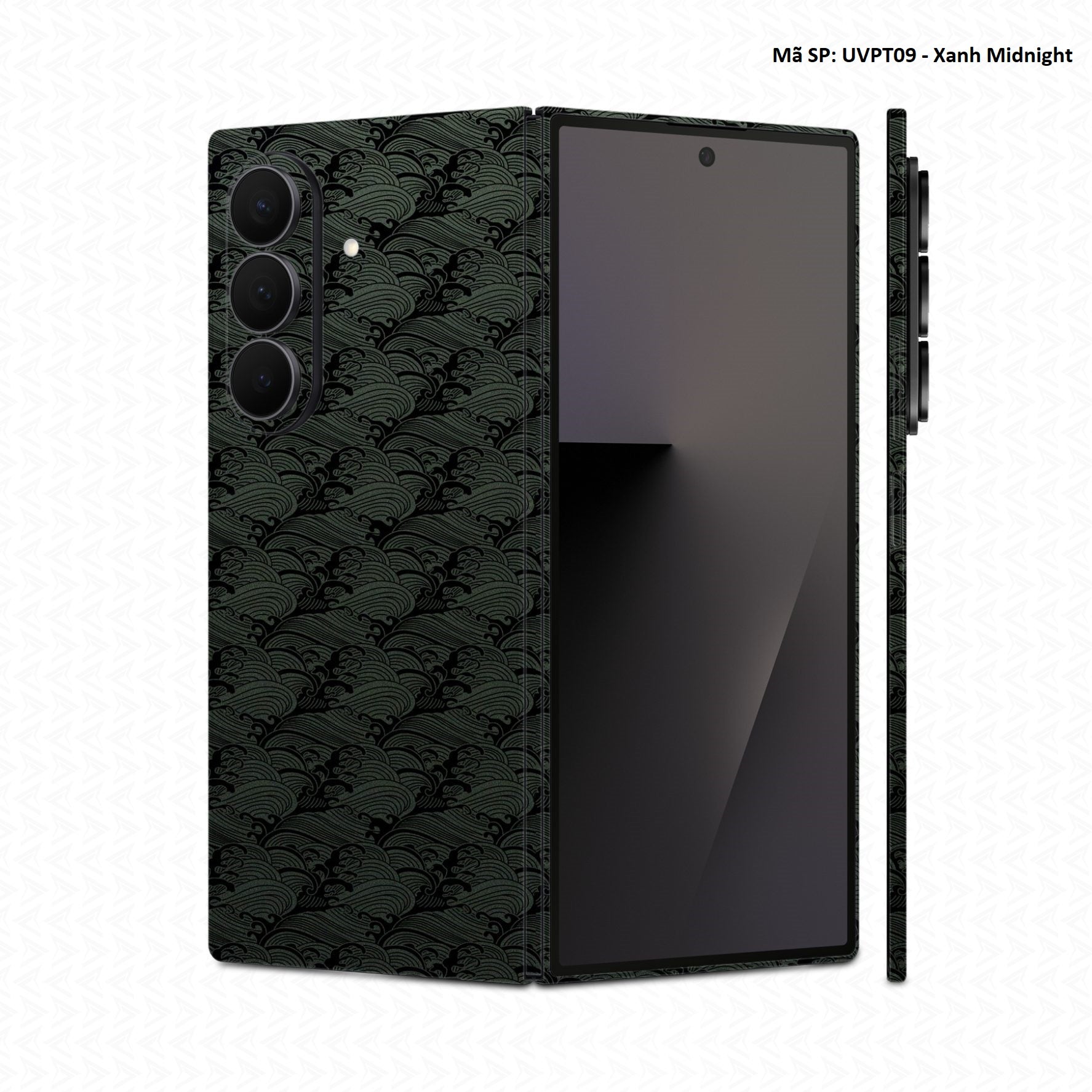 Dán Skin Galaxy Z Fold 8 | Ultra Vân Nổi Pattern Wave Xanh | UVPT09