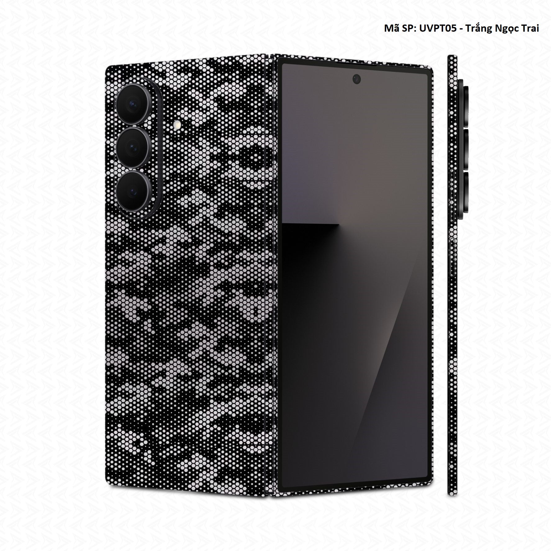 Dán Skin Galaxy Z Fold 8 | Ultra Vân Nổi Mamba Trắng | UVPT05