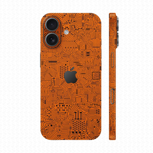 Dán Skin IPhone 17 Series Vân Nổi Vi Mạch Cam | UVPT01