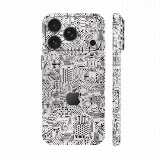 Dán Skin IPhone 17 Series Vân Nổi Vi Mạch Trắng | UVPT01