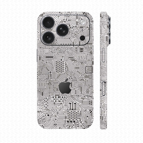 Dán Skin IPhone 17 Series Vân Nổi Vi Mạch Trắng | UVPT01