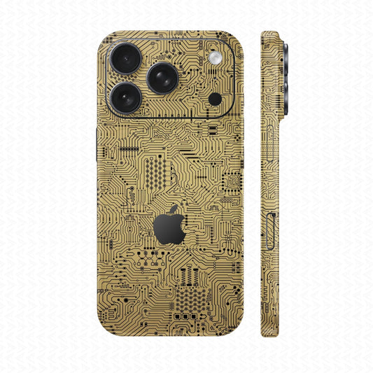 Dán Skin IPhone 17 Pro Max Vân Nổi Vi Mạch Vàng | UVPT01