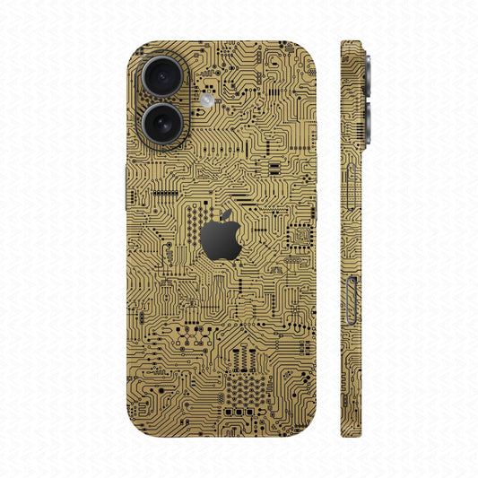 Dán Skin IPhone 17 Vân Nổi Vi Mạch Vàng | UVPT01