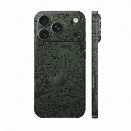Dán Skin IPhone 17 Series Vân Nổi Vi Mạch Xanh Midnight | UVPT01