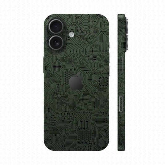 Dán Skin IPhone 17 Series Vân Nổi Vi Mạch Xanh Midnight | UVPT01