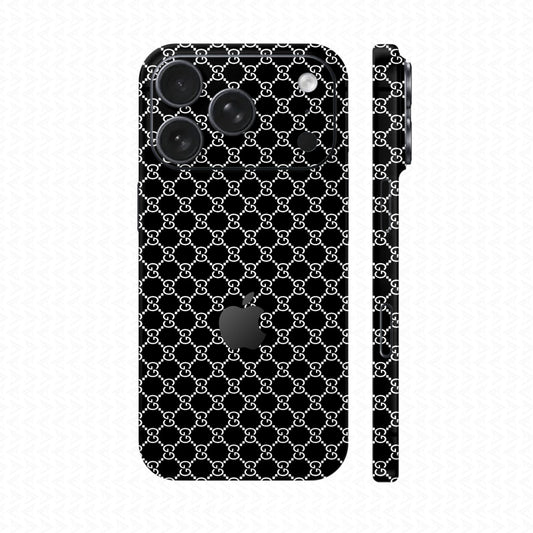 Dán Skin IPhone 17 Pro max Vân Nổi Gucci Đen Trắng | UVPT03