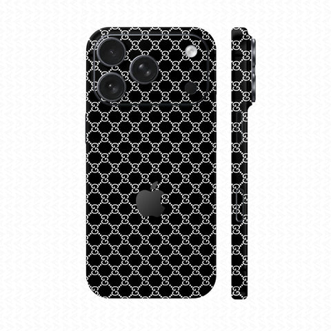 Dán Skin IPhone 17 Pro max Vân Nổi Gucci Đen Trắng | UVPT03
