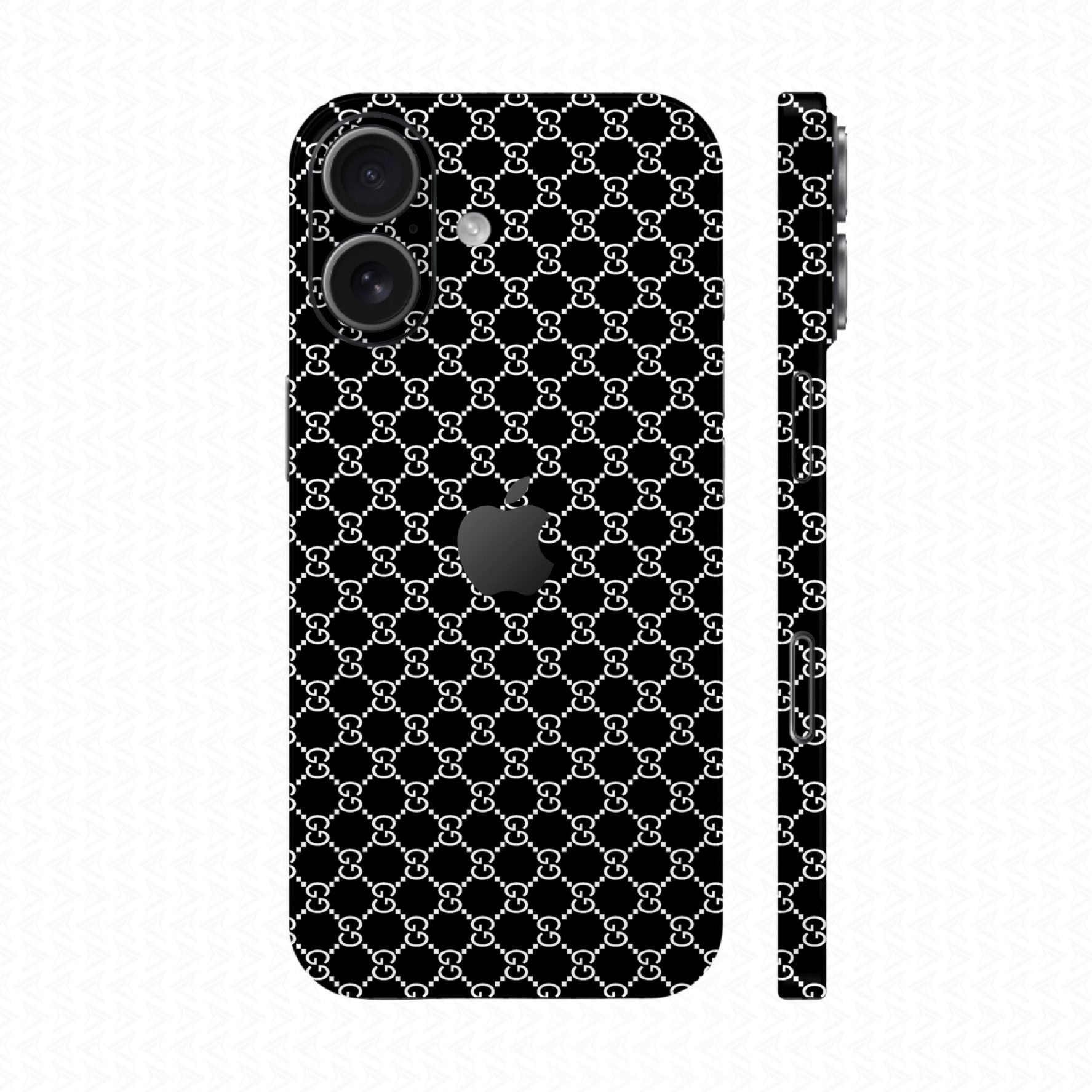 Dán Skin IPhone 17 Vân Nổi Gucci Đen Trắng | UVPT03